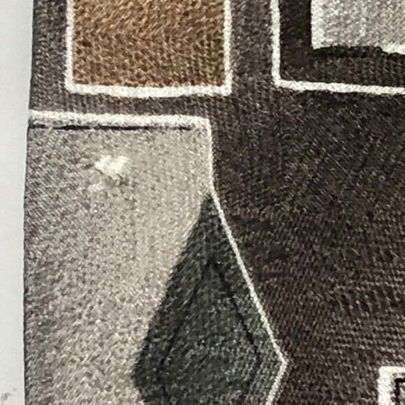 Vintage Pierre Cardin Tie Geometric Abstract Brown Gray Diamond Square Silk - Picture 9 of 9